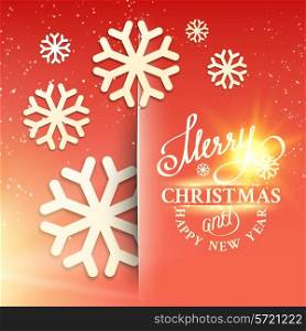 Christmas snow card with glow sparks over gray background. Vector illustration.