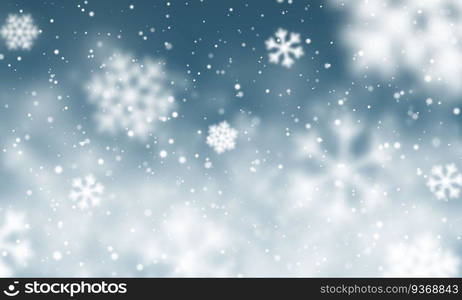 Christmas snow. Falling snowflakes on dark blue background. Snowfall. Vector illustration.