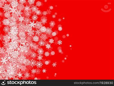 Christmas snow seasonal background with scattered snowflakes falling in winter time for New Years or xmas holiday cards and invitations