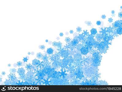 Christmas snow seasonal background with scattered snowflakes falling in winter time for New Years or xmas holiday cards and invitations