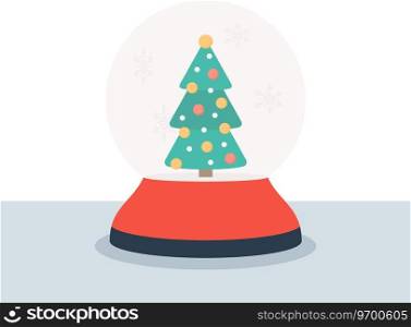 Christmas snowball with tree snow globe isolated Vector Image