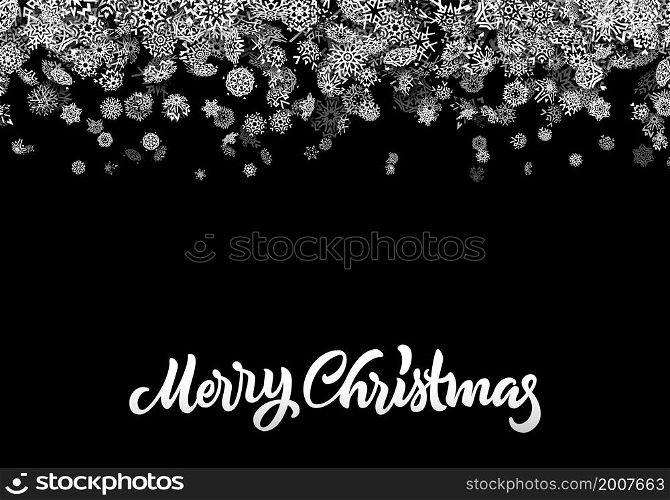 Christmas snowflake background or abstract card with falling scattered snow for winter New Years Eve holidays celebration