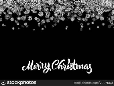 Christmas snowflake background or abstract card with falling scattered snow for winter New Years Eve holidays celebration