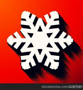 Christmas snowflake icon with long halftone shadow