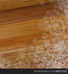 Christmas snowflake on a wooden background. + EPS8 vector file