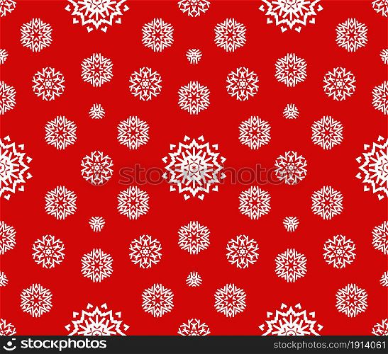 Christmas snowflake seamless pattern for winter holidays ornaments with beautiful snow decor in filigree motif