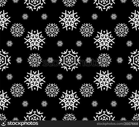 Christmas snowflake seamless pattern for winter holidays ornaments with beautiful snow decor in filigree motif