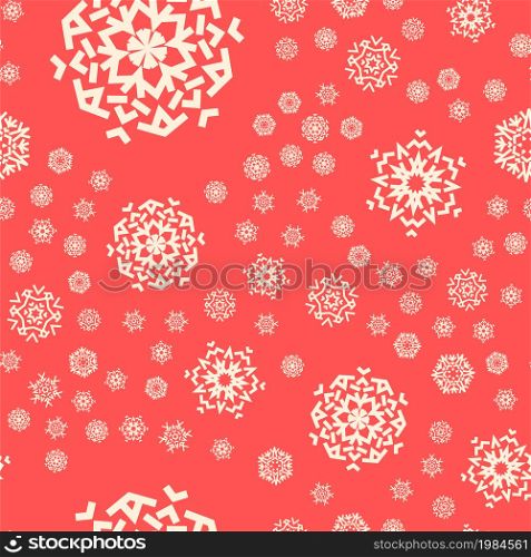 Christmas snowflake seamless pattern for winter holidays ornaments with scattered snow in natural harmony