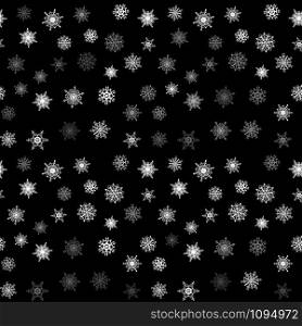 Christmas snowflake seamless pattern with falling snow made of beautiful spinning transparent snowflakes