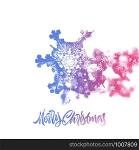 Christmas snowflake with double exposure effect adding falling winter snow. Great for holiday greeting card or invitation