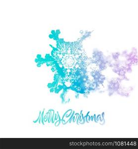 Christmas snowflake with double exposure effect adding falling winter snow. Great for holiday greeting card or invitation