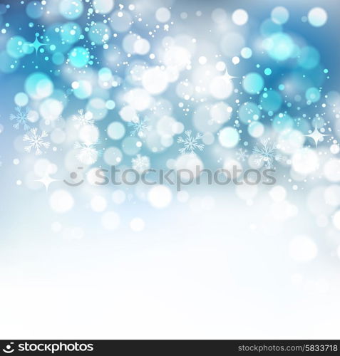 Christmas snowflakes background. Christmas snowflakes background with bokeh. Vector illustration