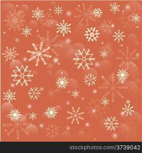 Christmas snowflakes background. Falling snowflakes on snow. Vector illustration