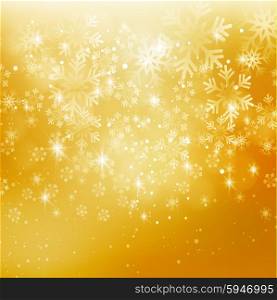 Christmas snowflakes background. Vector illustration. Abstract Christmas snowflakes background. Gold color