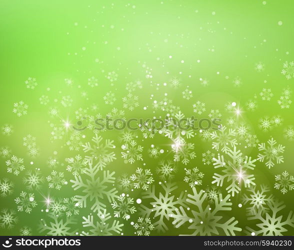 Christmas snowflakes background. Vector illustration. Abstract Christmas snowflakes background. Green color