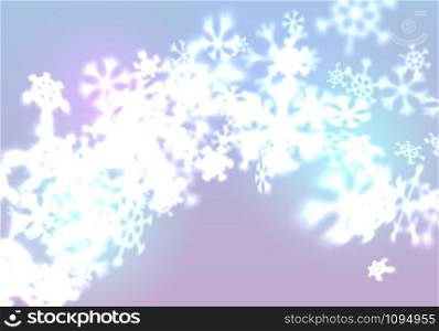 Christmas snowflakes background with falling and swirling winter snow made of blurred shiny snowflakes. Beautiful seasonal ornament for invitation, xmas card or holiday poster