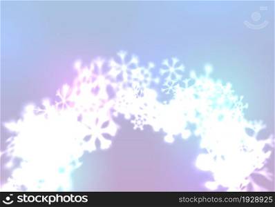 Christmas snowflakes background with falling and swirling winter snow made of blurred shiny snowflakes. Beautiful seasonal ornament for invitation, xmas card or holiday poster