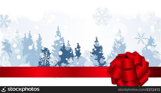 Christmas Snowflakes on Background with a silhouette of trees. Vector Illustration. EPS10. Christmas Snowflakes on Background with a silhouette of trees. V