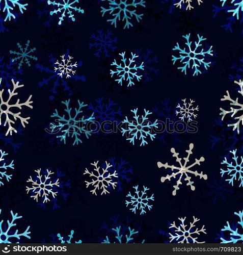 Christmas snowflakes pattern. Winter seamless texture. Vector blue background template.. Christmas snowflakes pattern. Winter seamless texture. Vector blue background template