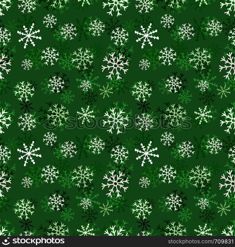 Christmas snowflakes pattern. Winter seamless texture. Vector green background template. Christmas snowflakes pattern. Winter seamless texture. Vector green background template.