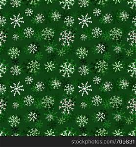 Christmas snowflakes pattern. Winter seamless texture. Vector green background template. Christmas snowflakes pattern. Winter seamless texture. Vector green background template.