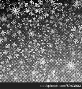 Christmas snowflakes seamless background. Vector illustration. Abstract Christmas background. Seamless pattern. Realy transparent snowflakes