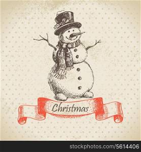 Christmas snowman. Hand drawn illustration