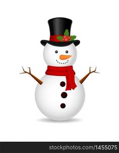 Christmas snowman with scarf on isolated background. Ice snow man for 2020 winter holiday. White cartoon snowball, snowman. Christmas background. vector illustration eps10. Christmas snowman with scarf on isolated background. Ice snow man for 2020 winter holiday. White cartoon snowball, snowman. Christmas background. vector