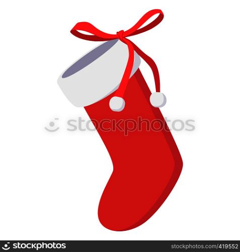 Christmas sock cartoon icon isolated on white background. Christmas sock cartoon icon