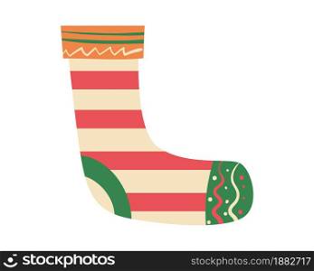 Christmas sock, decorate element retro, vintage. Vector illustration isolated. Christmas sock, decorate element retro, vintage. Vector illustration
