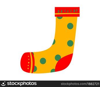 Christmas sock, decorate element retro, vintage. Vector illustration isolated. Christmas sock, decorate element retro, vintage. Vector illustration