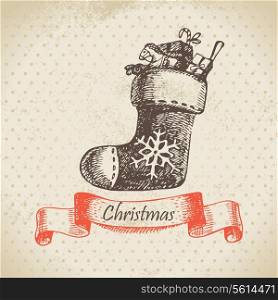 Christmas sock. Hand drawn illustration