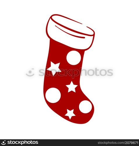 Christmas sock handdrawn with star and ball