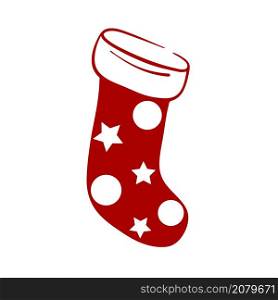 Christmas sock handdrawn with star and ball