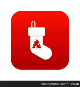 Christmas sock icon digital red for any design isolated on white vector illustration. Christmas sock icon digital red