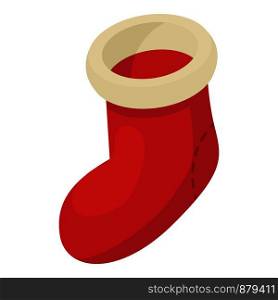 Christmas sock icon. Isometric illustration of christmas sock vector icon for web. Christmas sock icon, isometric 3d style