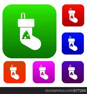Christmas sock set icon in different colors isolated vector illustration. Premium collection. Christmas sock set collection