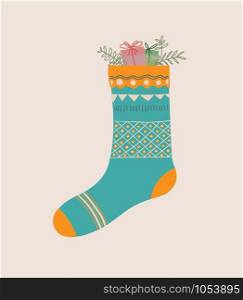 christmas socks with present, Holiday concept.