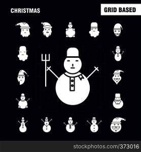 Christmas Solid Glyph Icons Set For Infographics, Mobile UX/UI Kit And Print Design. Include: Drink, Food, Meal, Knife, Snowman, Christmas, Winters, Festival, Collection Modern Infographic Logo and Pictogram. - Vector
