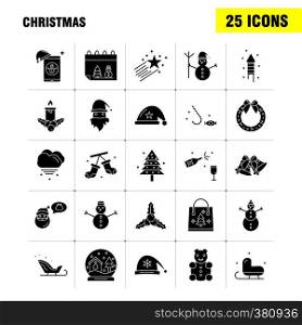 Christmas Solid Glyph Icons Set For Infographics, Mobile UX/UI Kit And Print Design. Include: Santa Clause, Santa, Christmas, Winters, Santa Clause, Santa, Collection Modern Infographic Logo and Pictogram. - Vector