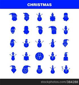 Christmas Solid Glyph Icons Set For Infographics, Mobile UX/UI Kit And Print Design. Include: Drink, Food, Meal, Knife, Snowman, Christmas, Winters, Festival, Collection Modern Infographic Logo and Pictogram. - Vector
