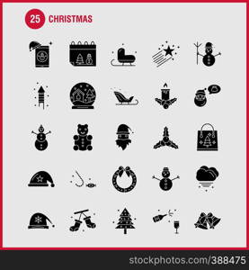 Christmas Solid Glyph Icons Set For Infographics, Mobile UX/UI Kit And Print Design. Include: Santa Clause, Santa, Christmas, Winters, Santa Clause, Santa, Collection Modern Infographic Logo and Pictogram. - Vector