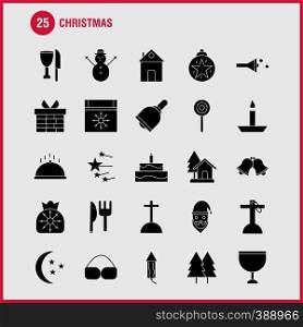 Christmas Solid Glyph Icons Set For Infographics, Mobile UX/UI Kit And Print Design. Include: Truck, Travel, Gift Box, Box, Calendar, Christmas, Christmas Collection Modern Infographic Logo and Pictogram. - Vector