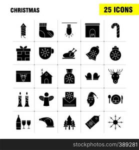 Christmas Solid Glyph Icons Set For Infographics, Mobile UX/UI Kit And Print Design. Include: Snowman, Christmas, Winters, Festival, Snowman, Christmas, Winters, Festival, Collection Modern Infographic Logo and Pictogram. - Vector