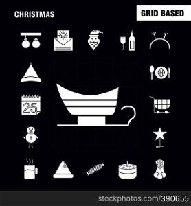 Christmas Solid Glyph Icons Set For Infographics, Mobile UX/UI Kit And Print Design. Include: Christmas Candy, Sweet, Christmas, Food, Meal, Clown, Santa Collection Modern Infographic Logo and Pictogram. - Vector