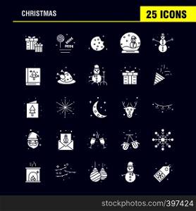 Christmas Solid Glyph Icons Set For Infographics, Mobile UX/UI Kit And Print Design. Include: Mobile, Snowman, Winters, Christmas, Socks, Winters, Stars, Christmas, Collection Modern Infographic Logo and Pictogram. - Vector