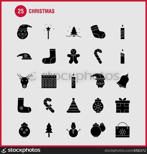 Christmas Solid Glyph Icons Set For Infographics, Mobile UX/UI Kit And Print Design. Include: Sale, Document, File, Text, Music, Sound, Media, Multimedia, Collection Modern Infographic Logo and Pictogram. - Vector