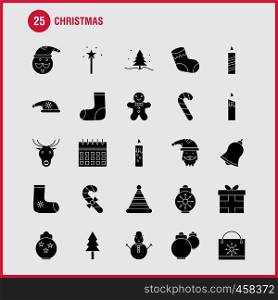 Christmas Solid Glyph Icons Set For Infographics, Mobile UX/UI Kit And Print Design. Include: Sale, Document, File, Text, Music, Sound, Media, Multimedia, Collection Modern Infographic Logo and Pictogram. - Vector