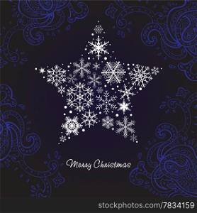 Christmas star of the Snowflakes. Vector background.