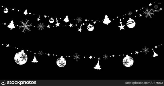 Christmas sticker decoration isolated on black background vector illustration